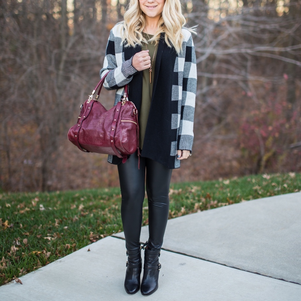 Plaid long duster cardigan